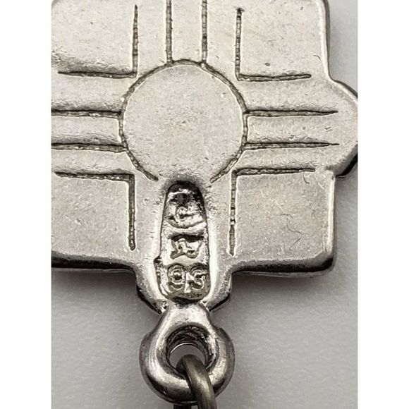 Silver-tone and Turquoise Red/Orange Square w/Feathers Earrings - 2.75" inches - Picture 4 of 4